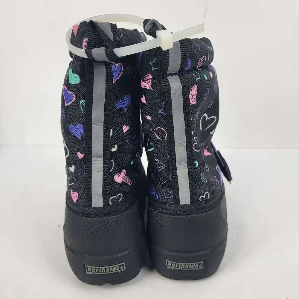 Northside Frosty Polar Boots Toddler Black Purple Hearts 3M Thinsulate Size 10